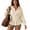 Beige, variant on Wrongduck Women's Peplum Waist Blouse with Collar and Long Sleeves Button Up Top for Casual Business Casual Style