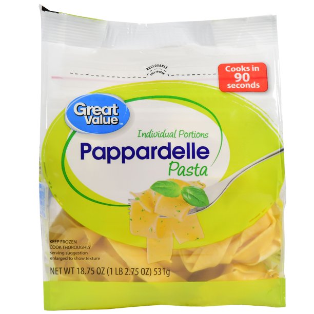 Great Value Frozen Pappardelle Pasta Portions, 18.75 oz