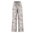 thumbnail image 4 of Byworldtasic Sweatpants for Women Pattern Flowy Wide Leg Drawstring Casual Jogger Pants High Waist Pants, 4 of 5