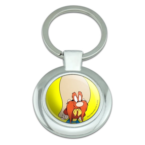 Looney Tunes Yosemite Sam Keychain Classy Round Chrome Plated Metal
