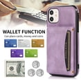 thumbnail image 5 of Decase Leather Wallet Case for iPhone 11 with Kickstand Card Slots Magnetic Button Shockproof Business Style Case For iPhone 11,Purple, 5 of 6