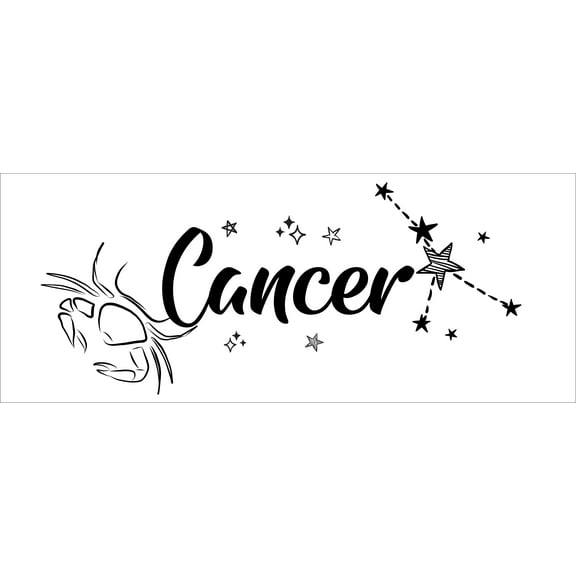 Cancer the Crab with Zodiac Symbol Artwork for Living Room Vinyl Wall Decal - Constellation Space Symbol Art Design for Bedroom Wall Decoration - Unique Horoscope Sign for the Birth Months of June 22