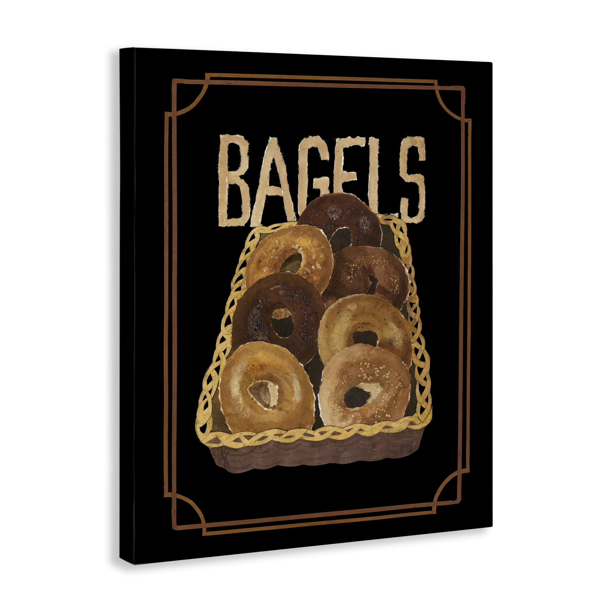 Stupell Industries Basket Of Bagels Food & Beverage Painting Gallery Wrapped Canvas Art Print Wall Art, 36 x 48