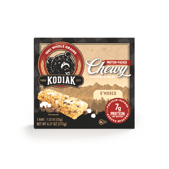Pack of 2 Kodiak Cakes Smores Chewy Granola Bars, 5 ct, 1.23 oz (Package May Vary)