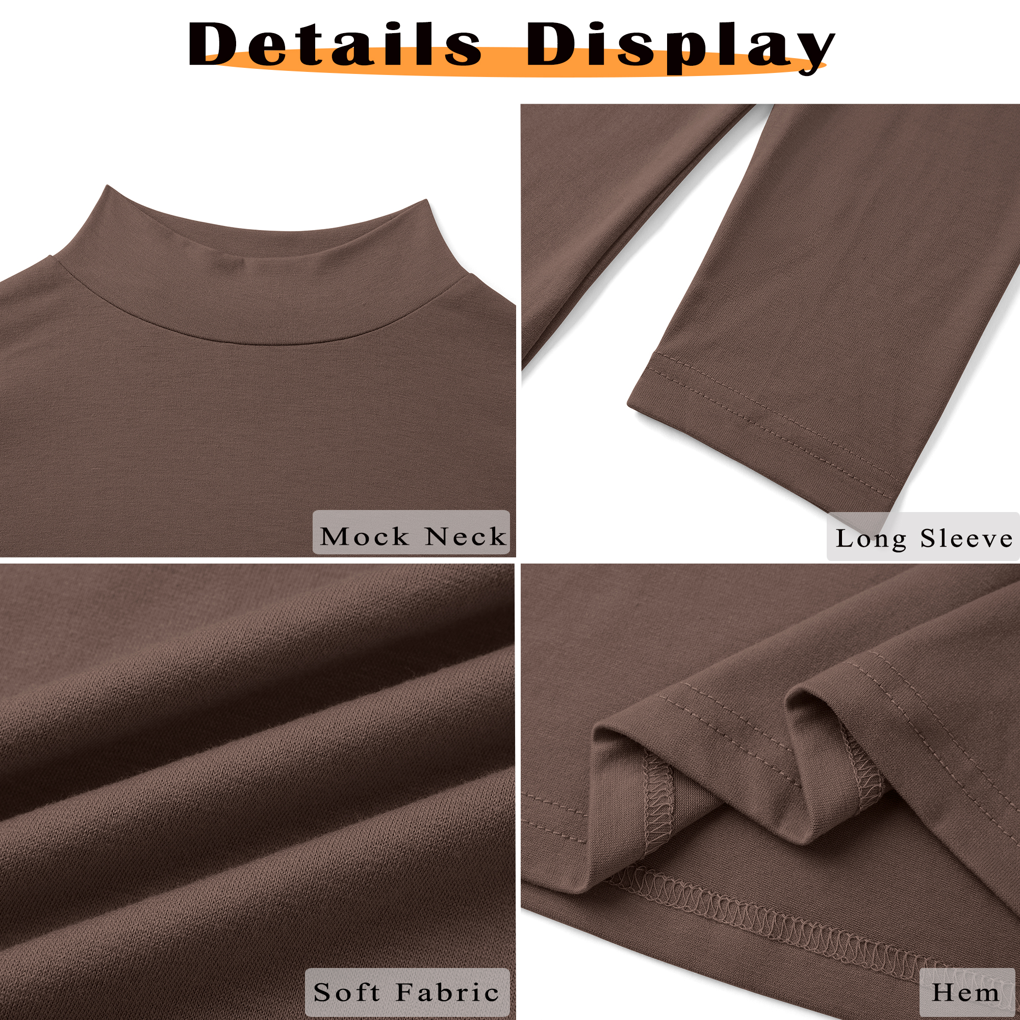 Moshu 3-Pack Women's Long Sleeve Mock Neck T-Shirts photo 6