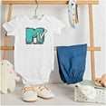 thumbnail image 3 of Cool Retro MTV Fluffy Fur Logo Romper Boys or Girls Infant Baby Brisco Brands NB, 3 of 6