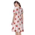 thumbnail image 2 of Bixox Robe d'Été à Manches Courtes pour Femmes Robe Ample Longueur Genou avec Poches-Fraise, 2 of 7