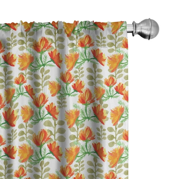 Ambesonne Floral Curtains, Garden Spring Branches, Pair of 28"x95", Forest Green Vermilion