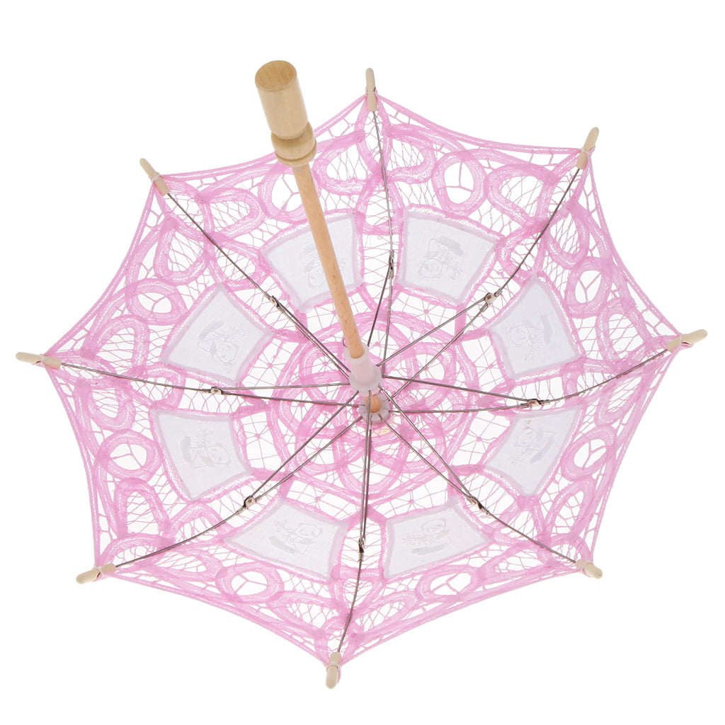 Lace Flower Wedding Umbrella Vintage Kids Embroidered Parasol for Dancing 