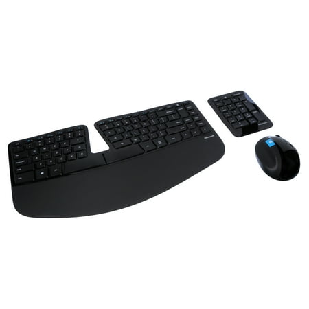 Microsoft - Sculpt Desktop Ergonomic Full-size Wireless USB Keyboard and Mouse Bundle - Black