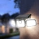 thumbnail image 4 of Lámpara solar para exteriores con energía solar, 74 LED/100 COB, luz de pared de tres cabezales para jardín y patio, 4 of 8