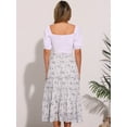 thumbnail image 4 of DARING DIVA Women's Chiffon Tiered A-Line Maxi Skirt L White Flower, 4 of 5