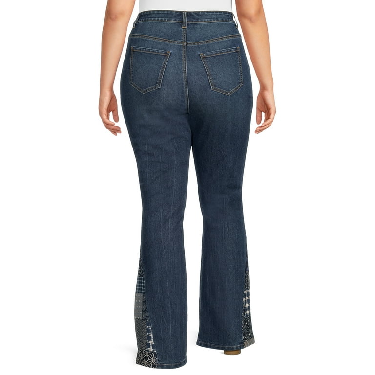 Alivia Ford Women's Plus Size High Rise Colorblock Flare Jeans