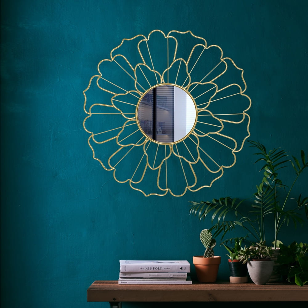 Kepooman Lace Metal Sunburst Wall Hanging Mirror, Used in Living Room, Bathroom and Bedroom, Modern Bohemian Decoration Kepooman Lace Metal Sunburst Wall Hanging Mirror, Used in Living Room, Bathroom and Bedroom, Modern Bohemian Decoration