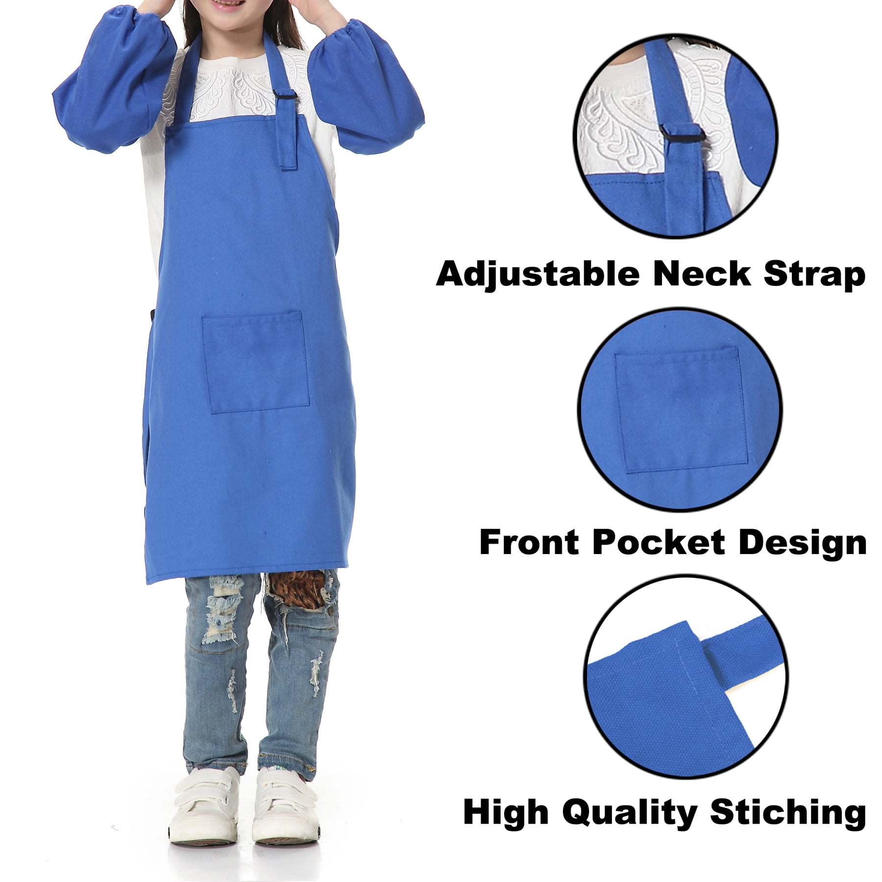 Buybai Kids Apron, Child Chef Apron Adjustable Neck Strap, Toddler Apron  for Girls, Kitchen Cooking Baking Apron with Pocket