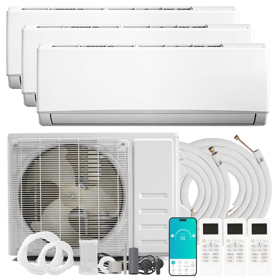 PHILODECO 3 Zone 12000 18000 18000 BTU Wi-Fi Mini Split AC/Heating System,20 SEER2 Ductless AC,36000 BTU Split Air Conditioner with Pre-Charged Condenser, Heat Pump & 25Ft Line Set, 208-230V