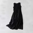 thumbnail image 2 of VEKDONE Women's And Linen Loose Sleeveless Solid Color Dress Black L, 2 of 9