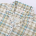 thumbnail image 5 of Womens Pajama Sets Plaid Print Lapel Long Sleeve Button Tops With Pants Loose Two Piece Pajamas For Women Set Sleepwear Homewear,Blue,M, 5 of 8