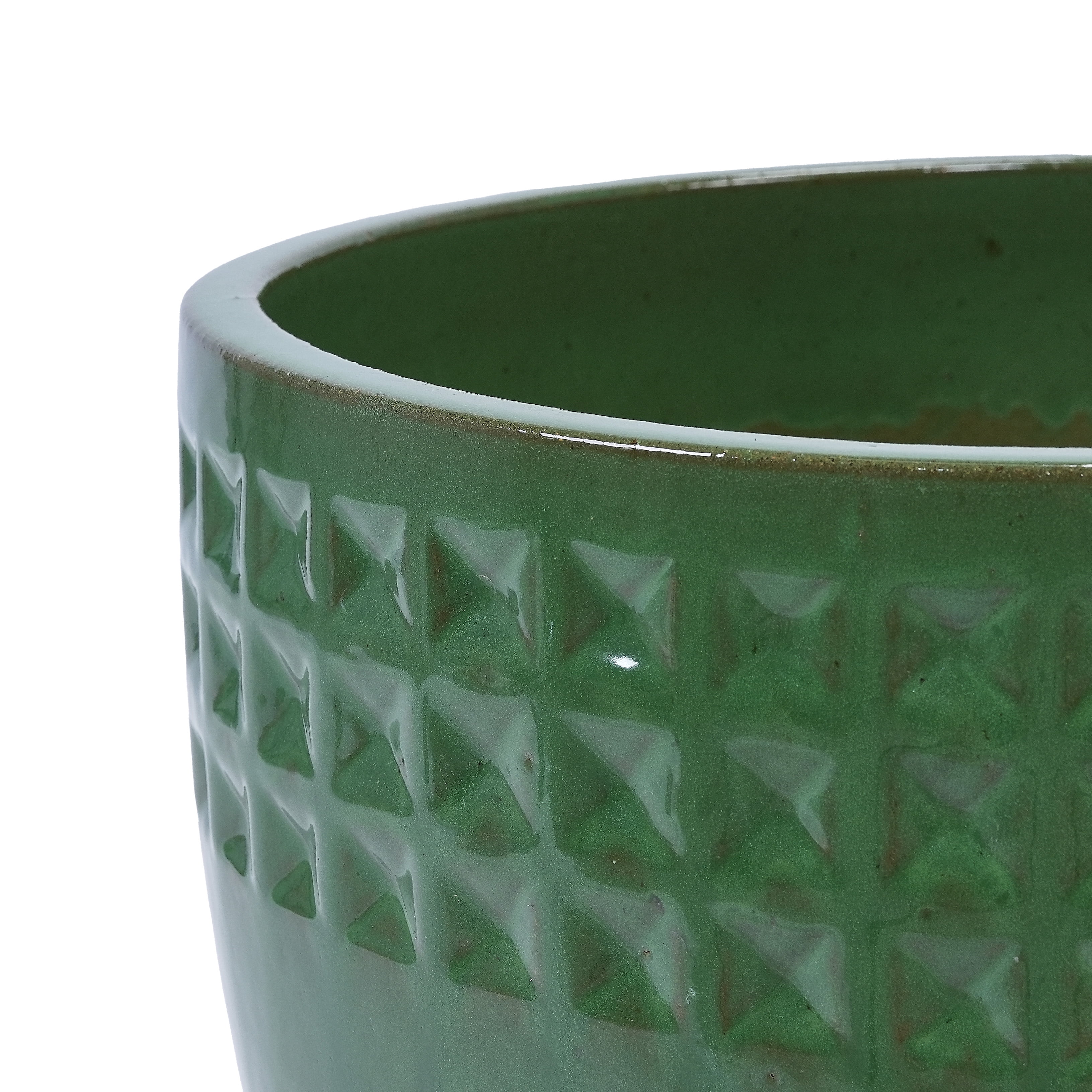 MAYEERTY 3 Pack Ceramic Plant Pots, Planter for Indoor Outdoor Patio, Garden, Green