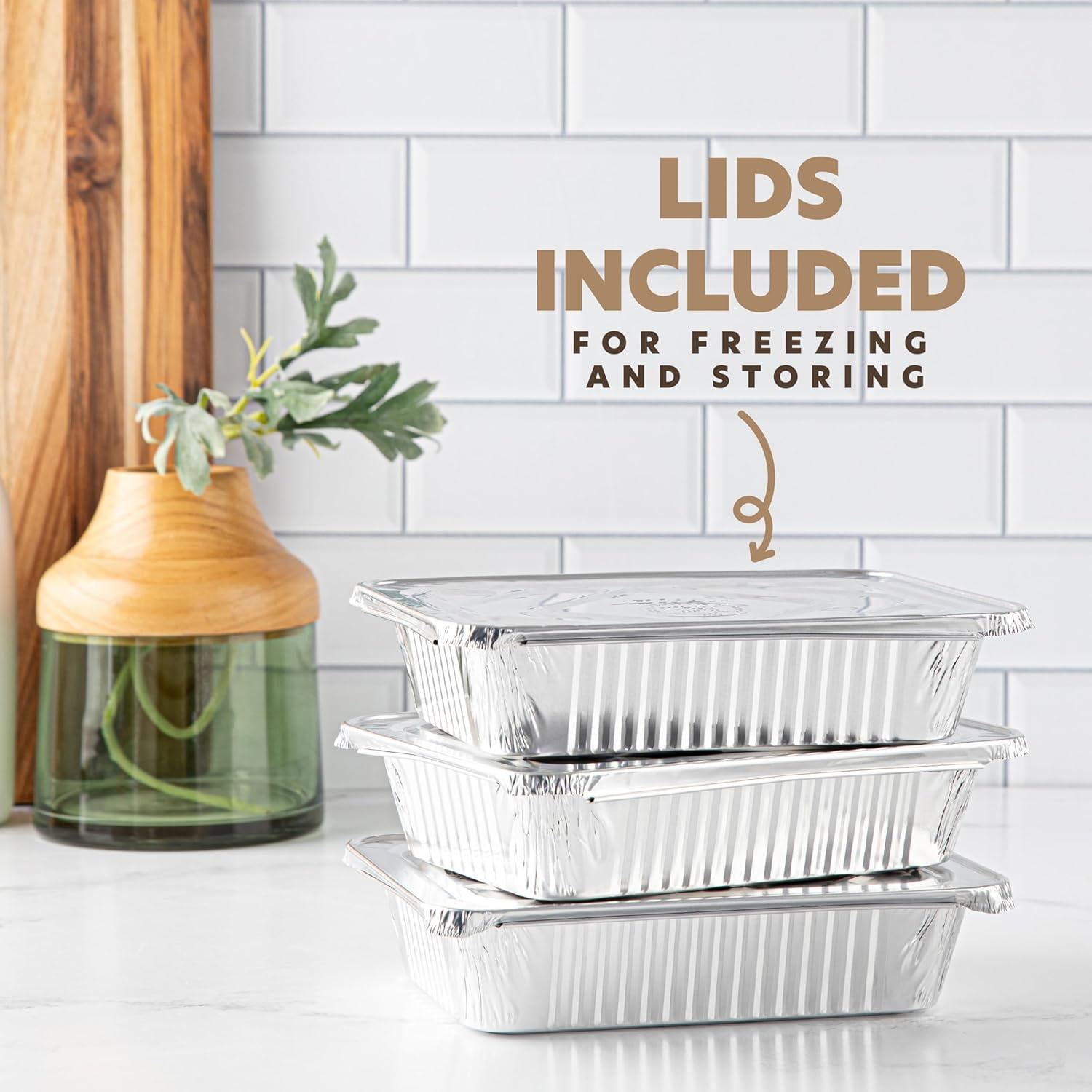 10 Pack Aluminum Pans 6.5'' x 9" Disposable with Covers Heavy Duty 2.25 lb Foil for Baking and Cooking