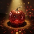 thumbnail image 4 of Fall Decor Halloween Retro Mirror Glass Disco Pumpkin Decor Sparkling Light Reflecting Tabletop Centerpiece Glass Tile Pumpkin Ornament for Mantel Window Party, 4 of 6