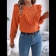 thumbnail image 5 of Suéter de Punto A Rayas para Mujer, Cuello Redondo, Larga, Holgado, para Otoño e Invierno Color Naranja S, 5 of 10