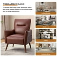 thumbnail image 2 of Faux Leather Upholstered Accent Chair Set of 2 Tufted Armchair Lounge Sofa Wood Legs Living Room Office Brown, 2 of 10