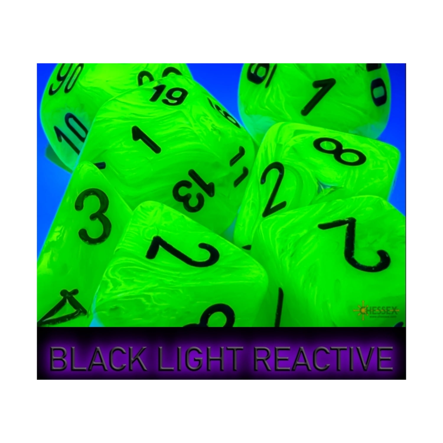 Chessex CHX22430 Mega Hedrals Vortex Dice Bags, Bright Green & Black - Set of 7