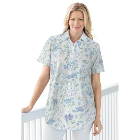 Woman Within Plus Size Petite Perfect Short Sleeve Shirt