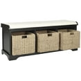 thumbnail image 2 of SAFAVIEH Lonan 3 Wicker Basket Storage Bench with Cushion Top, Black/White, 2 of 5