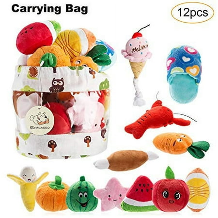 Nocciolaa12 Pack Dog Squeaky Toys Cute Plush Toys For Small Mediumadogpetatoyssqueaky Toysplush Games Carry Bag