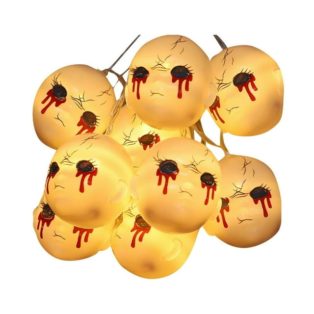 Halloween String Lights LED Ghost Face String Lights Ghost Face Chandelier Halloween Lights Outdoor Indoor Halloween Decoration Holiday Party 20 LED Lights