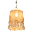thumbnail image 4 of Creative Co-Op Coastal Pendant Lamp with Natural Paper Rope Shades, Fringe Detail and Iron Base, 4 of 11