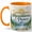 Orange, variant on Sunshine Mountains and Peace Coffee Mug, Watercolor Lake and Wildflower Design, 11 oz Ceramic Cup