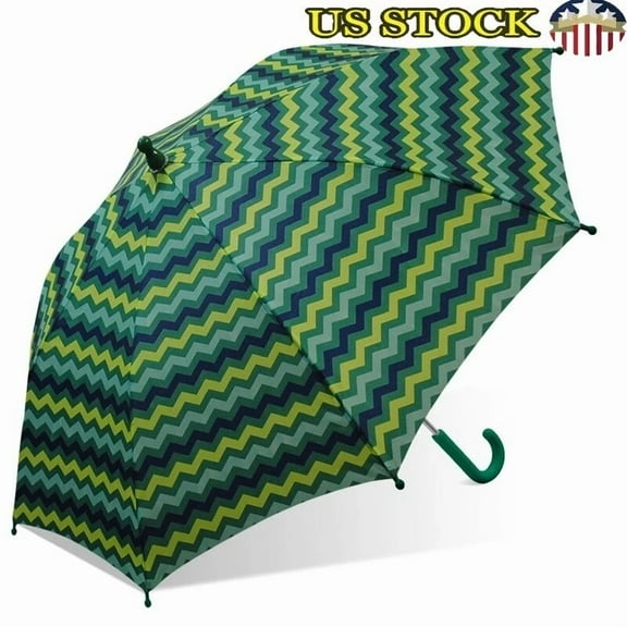 Children'S Stick Umbrella Waterproof Windproof J-Handle Easy Open Rain Gear New