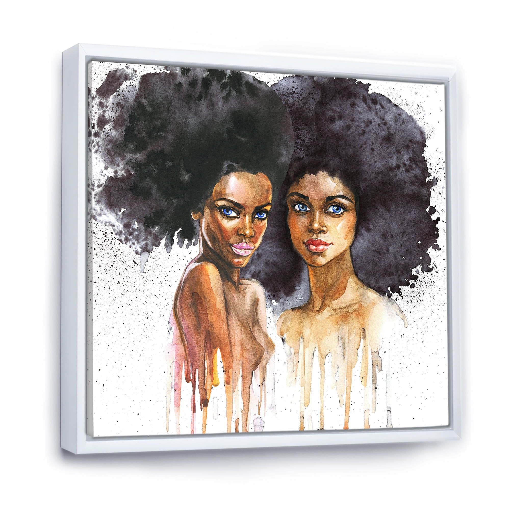 Designart 'Portrait of Two African American Women' Modern Framed Canvas Wall Art Print