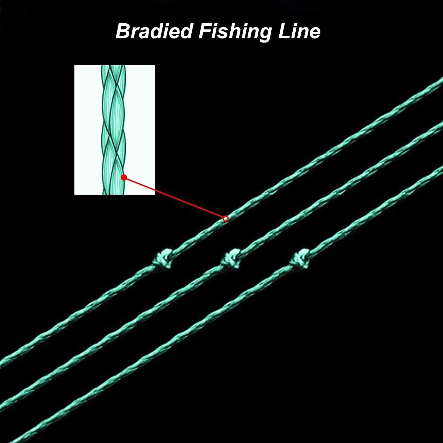 100% PE 4 Strands Braided Fishing Line, 10 20 30 40 lb Sensitive