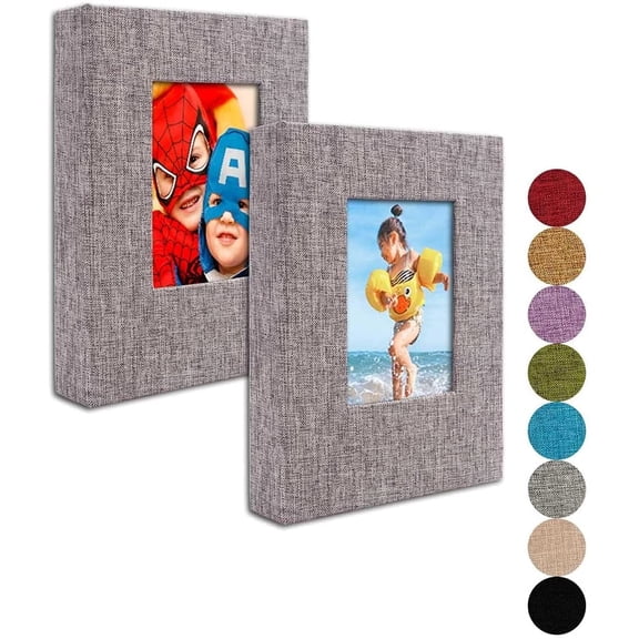 Small Photo Album 4x6, 2 Pack, Holds 52 Photos, Grey Linen, Modern