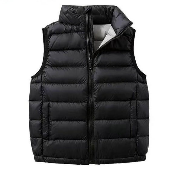 Kilaqueen Children's Sleeveless Full Zip Lightweight No Hoode Puffer Vest Solid Color Multicolor Comfy Fall Winter Warm Jacket with Pockets 3-12 Years