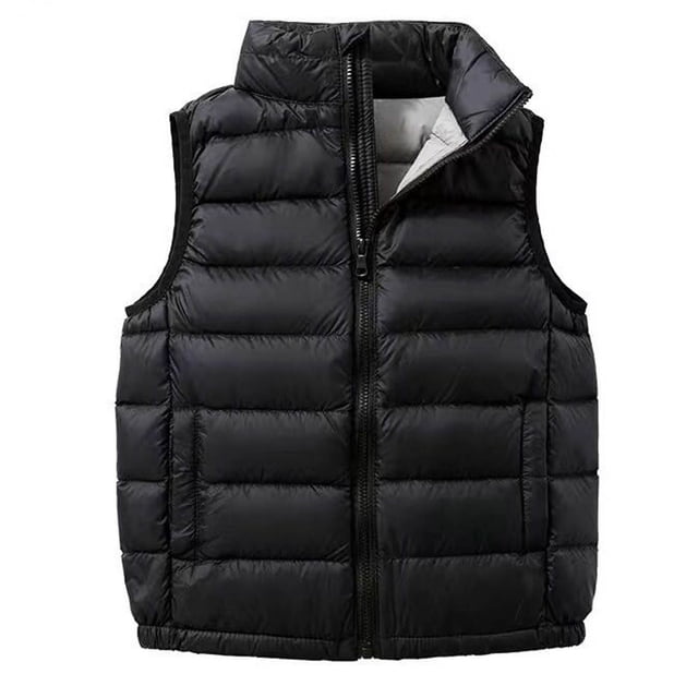 Hauts pour Filles Enfants Nylon Uni Sans Manches Fermeture Éclair Col Rond Poche