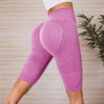 thumbnail image 2 of Elastic High Waist Chafing Gym Shorts, Ladies Soft Quick Drying Casual Running Yoga Shorts Pink XXXXXL, 2 of 4