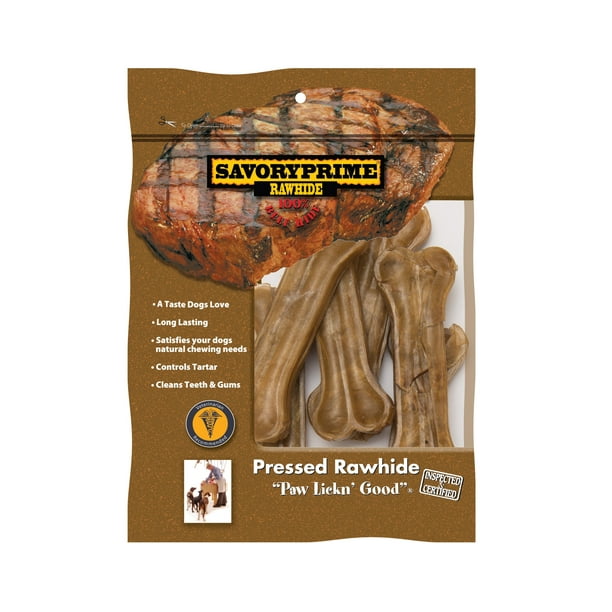 Savory Prime Pressed Rawhide Bones 6 Count