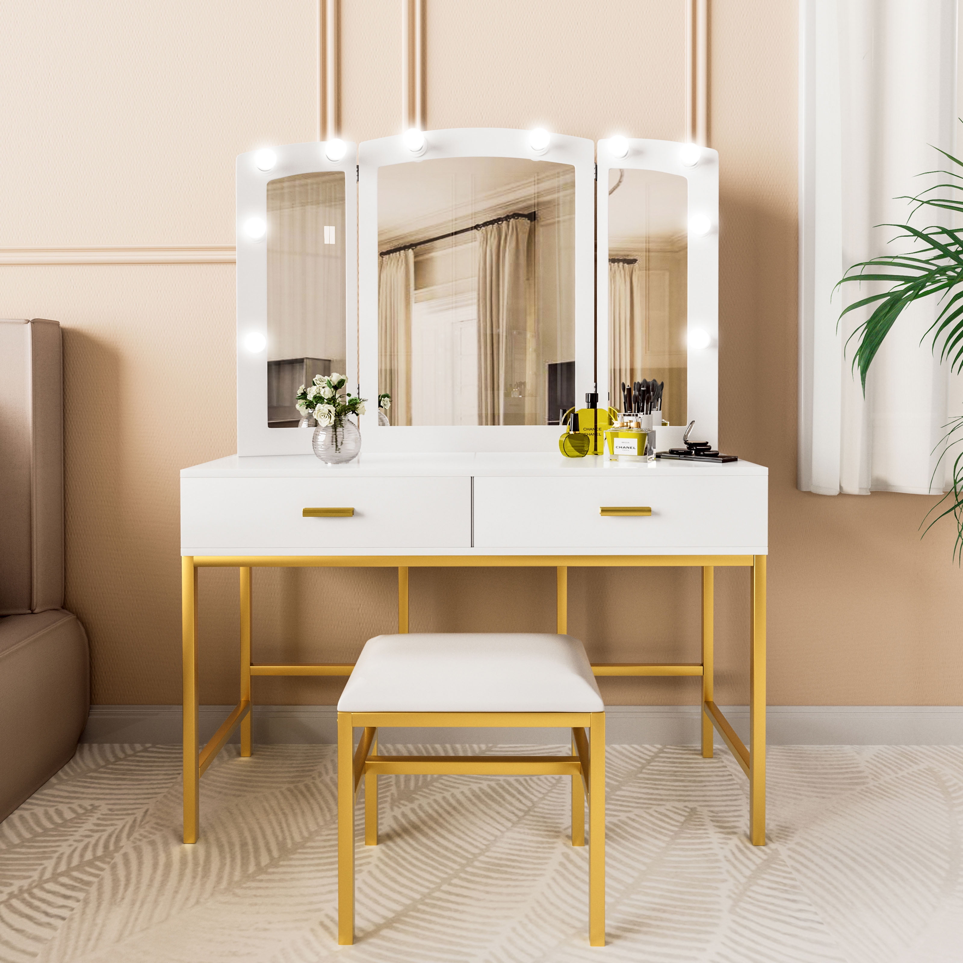 smuxee-modern-vanity-desk-set-10-light-bulbs-white-finish-for