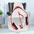 thumbnail image 4 of Music Soft Flannel Fleece Throw Blanket, Love Sound Headphones with Heart Shaped Key Note Melody Design, Cozy Plush for Indoor and Outdoor Use, 70" x 90", Red Black Grey, by Ambesonne, 4 of 5