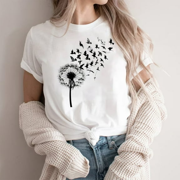 Summer Savings Short Sleeve Womens Shirts Womens T Shirts Loose Fit Printed Tshirts for Women Plus Size Tops