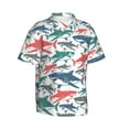 thumbnail image 2 of Balery Colorful Shark Print Men's Hawaiian Shirts Short Sleeve Beach Shirt Relaxed Fit Vacation Button Down Shirts-X-Large, 2 of 9