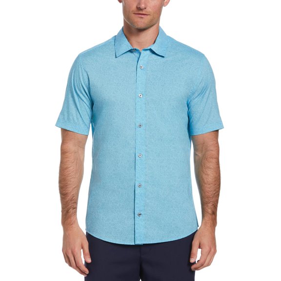 Pga Tour Mens Stretch Botanical Print Performance Golf Shirt Fountain Wish S