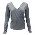 thumbnail image 4 of QASIEATN Sweatshirt for Graceful Ladies Fashion, Fisoew Sexy Deep V Neck Long Sleeve Wrap Top Slim Fit Thin Jumper Knit, Womens Fall Tops, 4 of 4