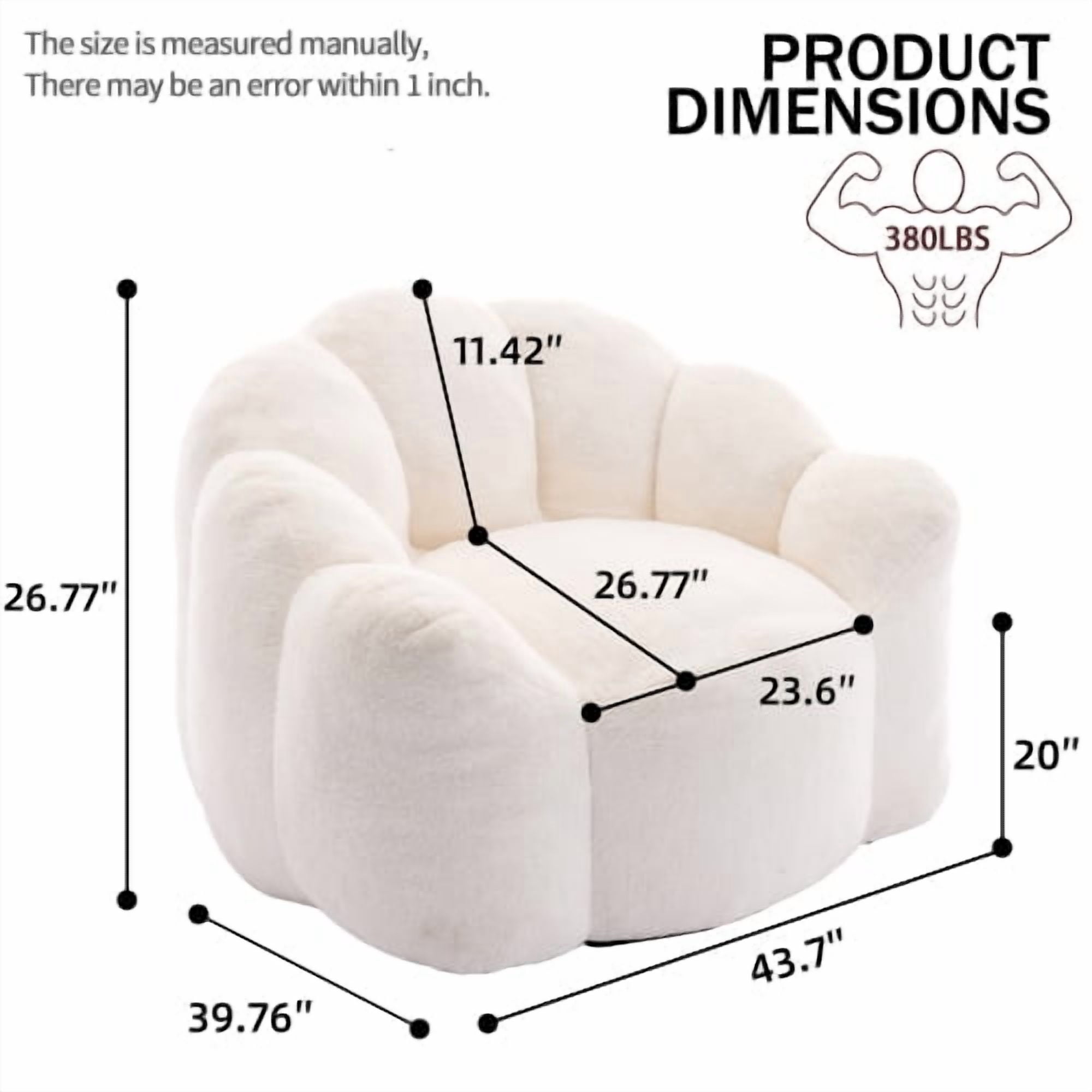 Bean Bag Sofa Lotus type compression – No Assembly, Portable Comfort for Living Room, Bedroom, White