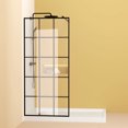thumbnail image 3 of Noble House 34"x72" Framed Glass Shower Screen, Silk-printing Tempered Glass, Matte Black Finish, 3 of 8